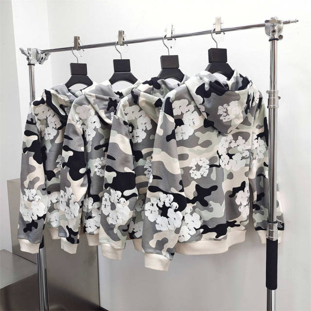 1:1 Quality DENIM TEARS Camouflage Print Zip Hoodie