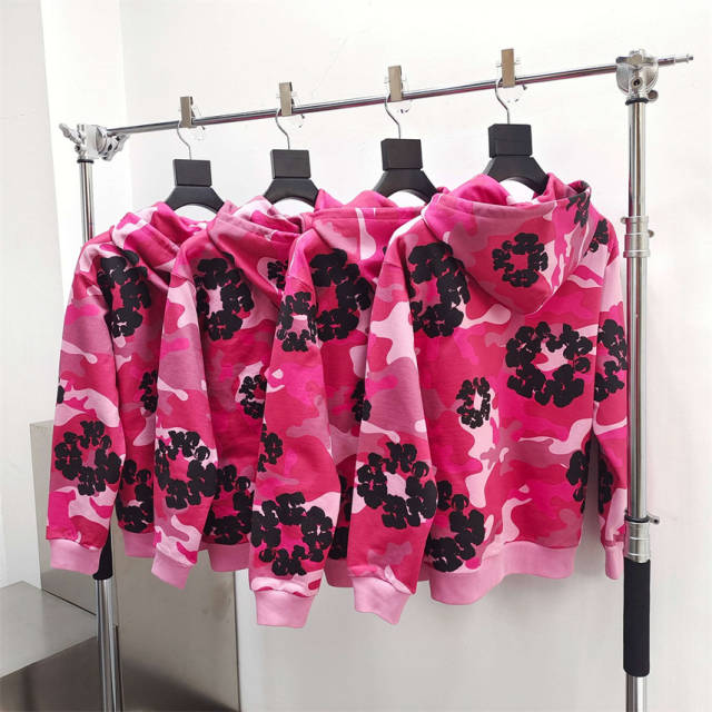 1:1 Quality DENIM TEARS Camouflage Print Zip Hoodie