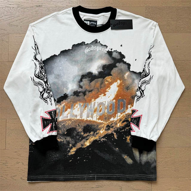Godspeed Fire On Hollywood Long Sleeve T-Shirt