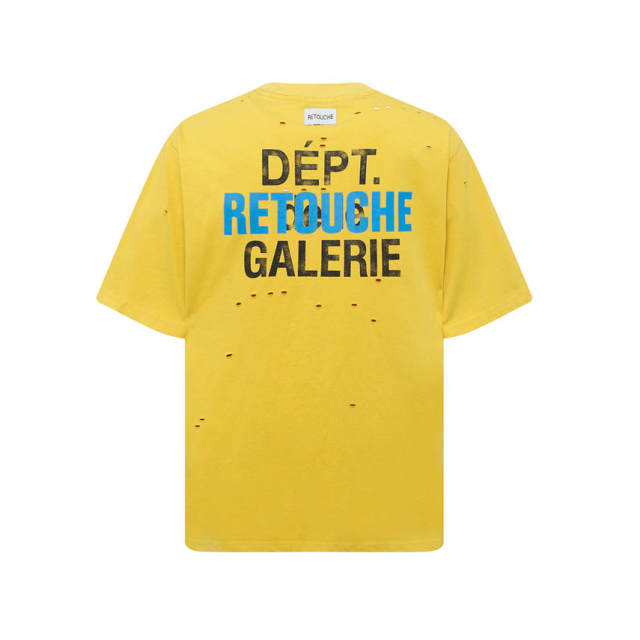Gallery Dept French  Yellow Overlapping Ripped Tee T-Shirt