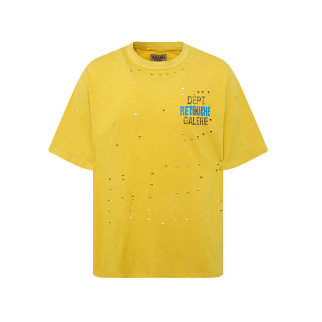 Gallery Dept French  Yellow Overlapping Ripped Tee T-Shirt