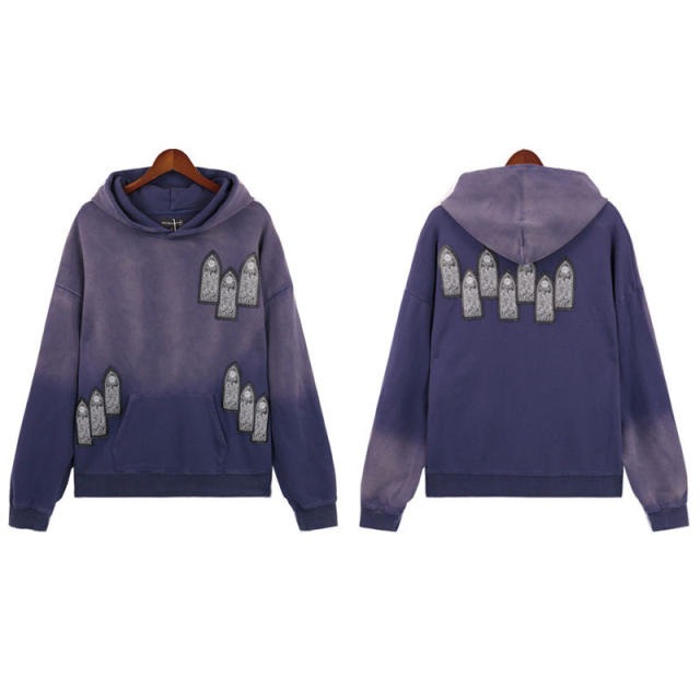 Who Decides War Abstract Large Print Hoodie Black Blue
