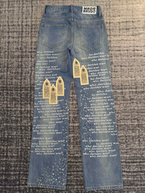 [Best Quality]1:1 Who Decides War Embroidered Jeans