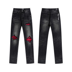 Amir* Red Patch Jeans Pants Black