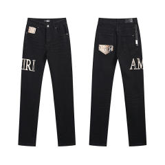 Amir* Snake Skin Patch Jeans Pants Black