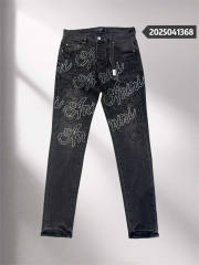 1:1 Quality Ami*i #1368 All Over Logo Black Pants
