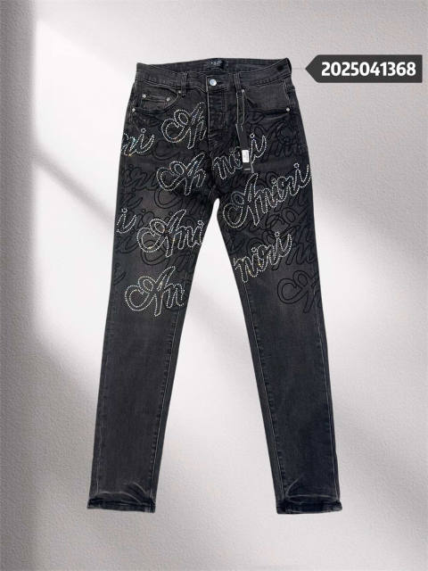 1:1 Quality Ami*i #1368 All Over Logo Black Pants