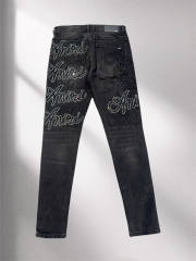 1:1 Quality Ami*i #1368 All Over Logo Black Pants