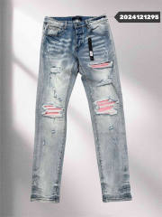 1:1 Quality Amir* #1295 Pink Patch Denim Pants