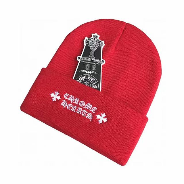Chr0me Hearts Classic Fonts Beanie Black Red