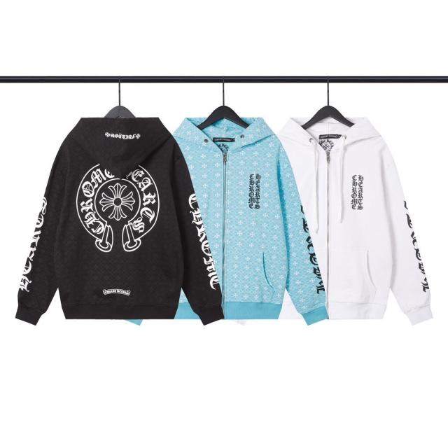 Chr0me Hearts Horseshoe Fleece All Over Logo Hoodie 3 Colors