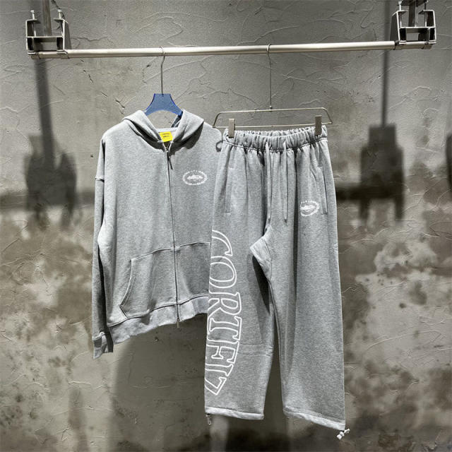 Corteiz Alcatraz 4th Anniversary Fleece Tracksuit Hoodie Pants Black Gray White Blue