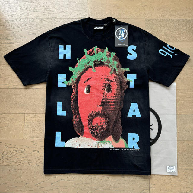 High Quality HELLSTAR Jesus T-Shirt Black