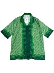 1:1 Quality Casa Gradient Green Silk Polo shirt & shorts set