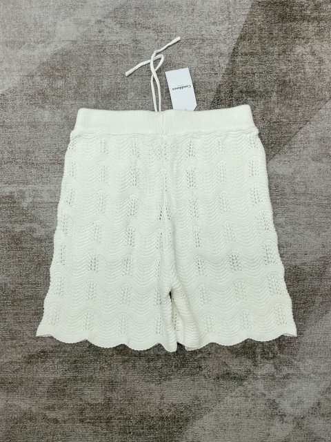 1:1 Quality Casa Vintage Pearl Button Ripple Cutout Knit Polo Shirt & Shorts Set