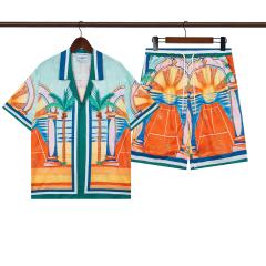 Casa Coconut Beach Sunset Printed Polo shirt & shorts set