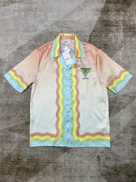 1:1 Quality Casa Silk Draped Orange Portrait Print Gradient Floral  shirt & shorts set
