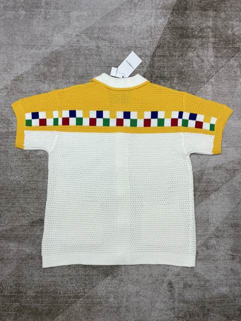 1:1 Quality Casa Colourful Plaid Pearl Button Knit Polo Shirt & Shorts Set