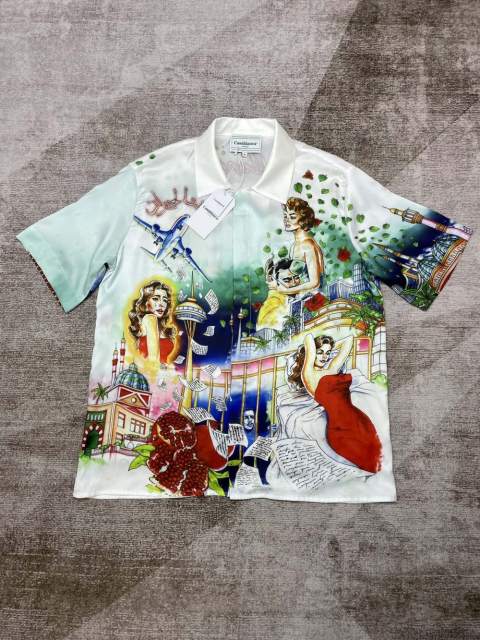 1:1 Quality Casa Silk Movie Poster Style Portrait Print Collar shirt