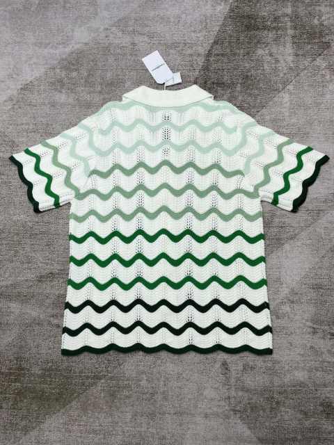 1:1 Quality Casa Gradient wave meta pearl button knit polo Shirt & Shorts Set 2 colors