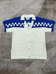 1:1 Quality Casa Clashing Woven Check Badge Embroidery Lapel  Polo Shirt & Shorts Set