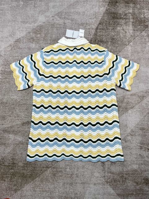 1:1 Quality Casa Wave Stripe Colour Block Letter Logo Knit Polo Shirt & Shorts Set