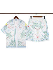 Casa Line camel Coconut Tree Printed Polo shirt & shorts set