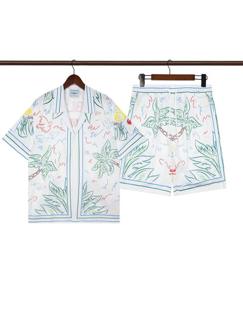 Casa Line camel Coconut Tree Printed Polo shirt & shorts set