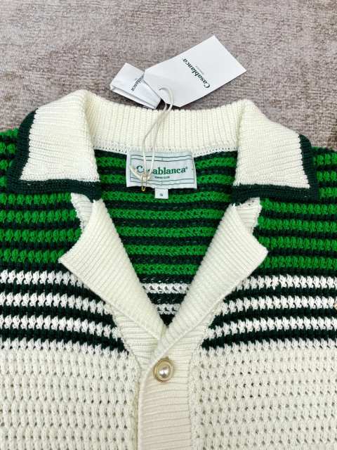 1:1 Quality Casa Green And White Striped Short Sleeve Shirt