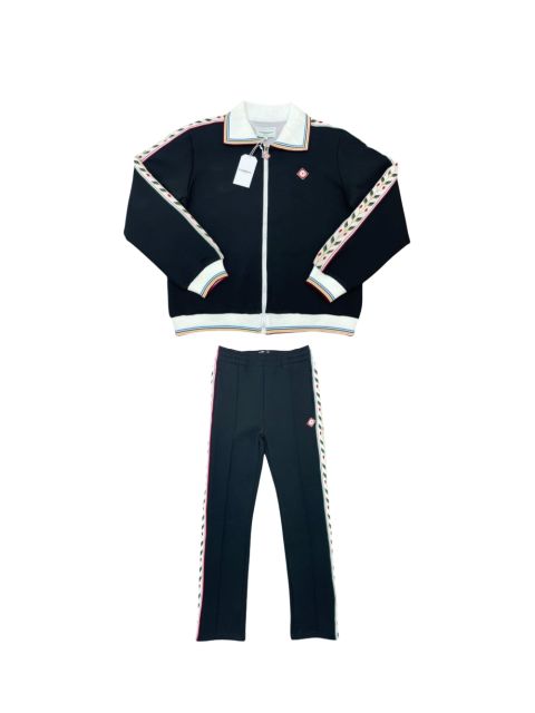 1:1 Quality Casa Striped Lapel Ribbon Patchwork Jacket & pants set