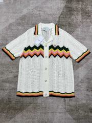 1:1 Quality Casa Colorblocked waves embroidered logo cutout knit Polo Shirt & Shorts Set