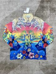 1:1 Quality Casa Aviation Urban Print Silk Cuban Collar Long Sleeve Shirt