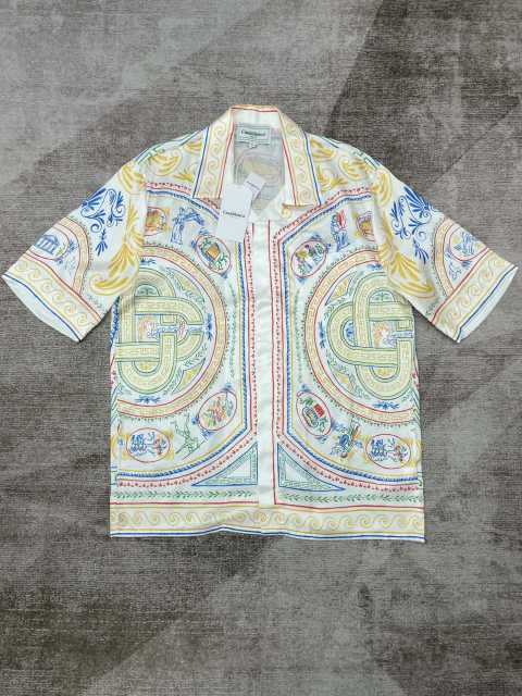 1:1 Quality Casa Crayon Line Print Silk Polo shirt & shorts set