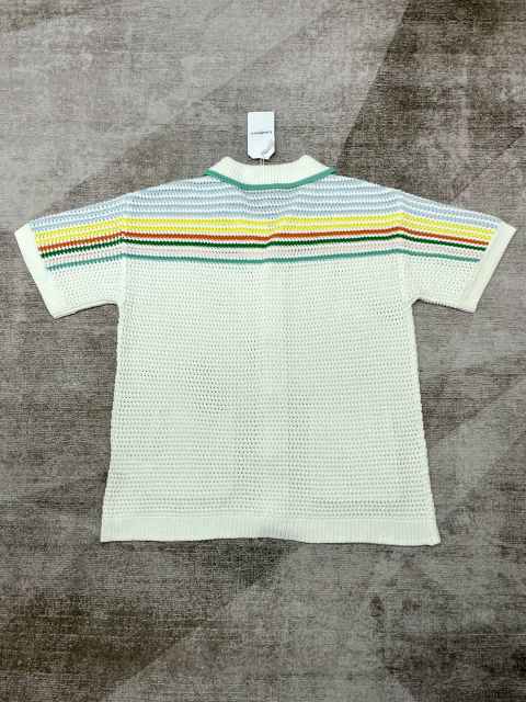 1:1 Quality Casa Colourblocking Striped Lapel Loose Knit Polo Shirt & Shorts Set