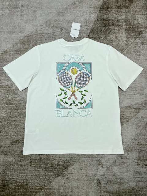 1:1 Quality Casa Cross Tennis Racket Letter Print tee 2 colors