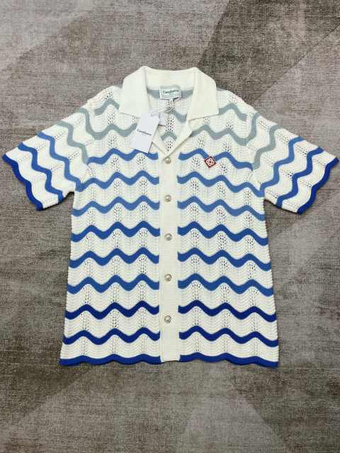 1:1 Quality Casa Gradient wave meta pearl button knit polo Shirt & Shorts Set 2 colors