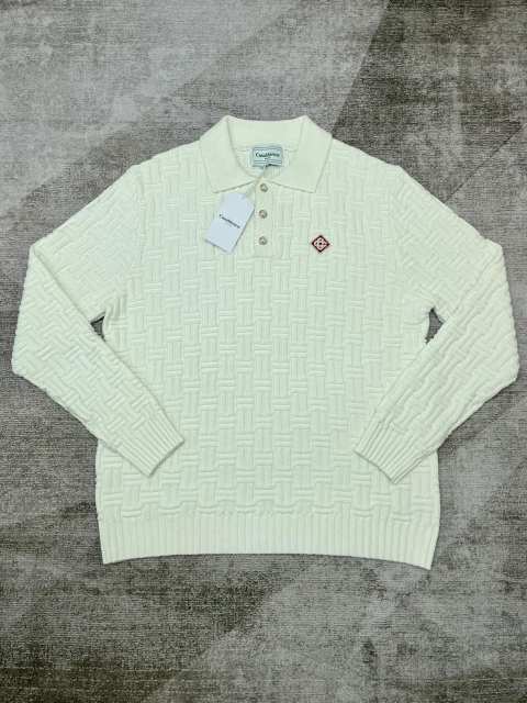 1:1 Quality Casa Patchwork Patterned Pearl Button Lapel Sweater 2 colors
