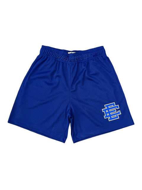 1:1 Quality Eric EE Beige Trim Blue Logo Print Mesh Shorts