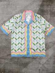 1:1 Quality Casa Silk Pink Pop-up Floral Raglan Stripe Polo shirt & shorts set