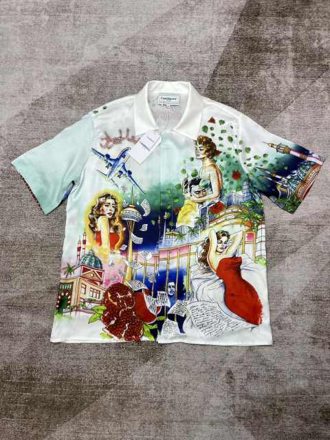 1:1 Quality Casa Silk Movie Poster Style Portrait Print Collar shirt