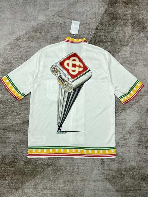 1:1 Quality Casa Shoulder Stonehenge Printed Dark Logo Silk shirt