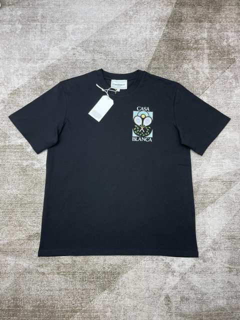 1:1 Quality Casa Cross Tennis Racket Letter Print tee 2 colors
