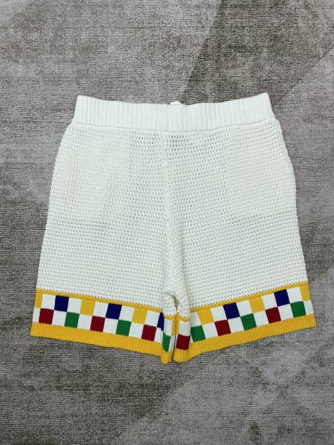 1:1 Quality Casa Colourful Plaid Pearl Button Knit Polo Shirt & Shorts Set