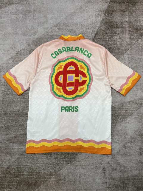 1:1 Quality Casa Silk Wave Print Back Large Logo Letter Print shirt & shorts set