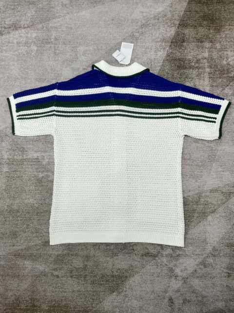 1:1 Quality Casa Stripe Embroidery Cutout Knit Polo Shirt & Shorts Set