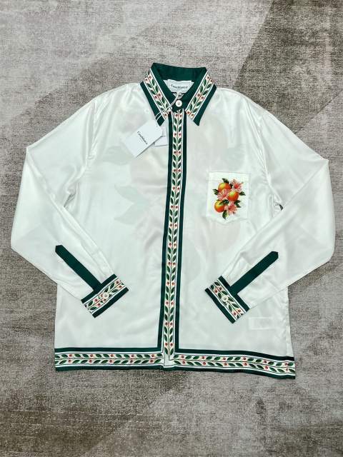 1:1 Quality Casa Orange Floral Resort Style Silk Long Sleeve shirt