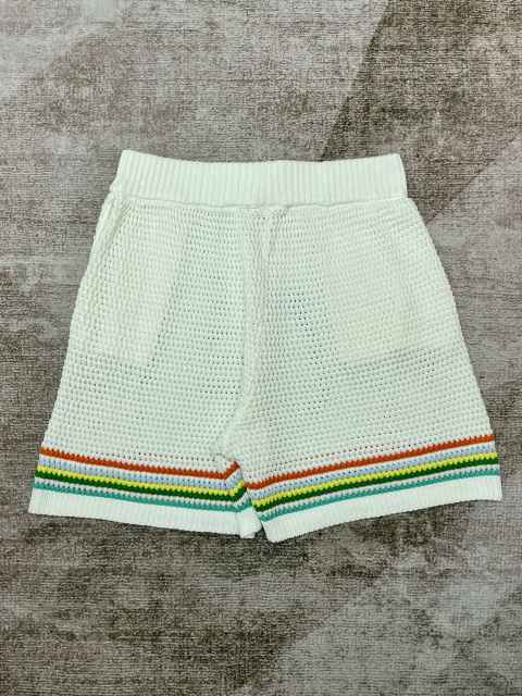 1:1 Quality Casa Colourblocking Striped Lapel Loose Knit Polo Shirt & Shorts Set