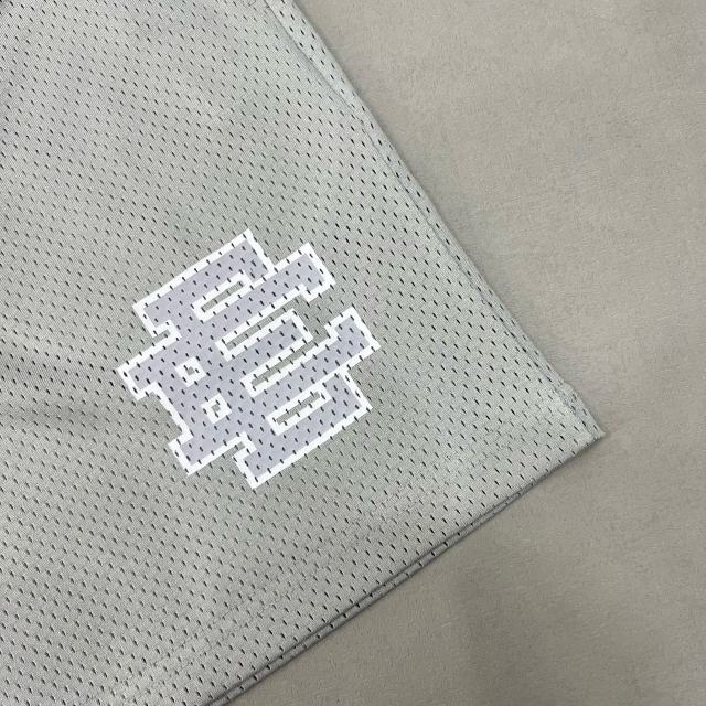 1:1 Quality Eric EE White Trimmed Grey Logo Mesh Shorts