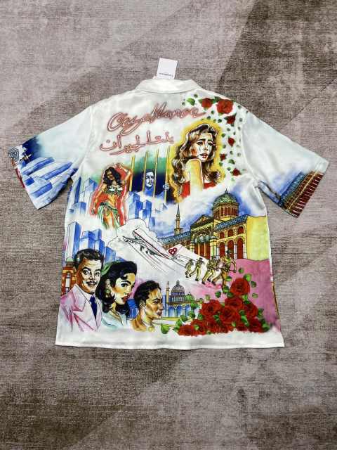 1:1 Quality Casa Silk Movie Poster Style Portrait Print Collar shirt