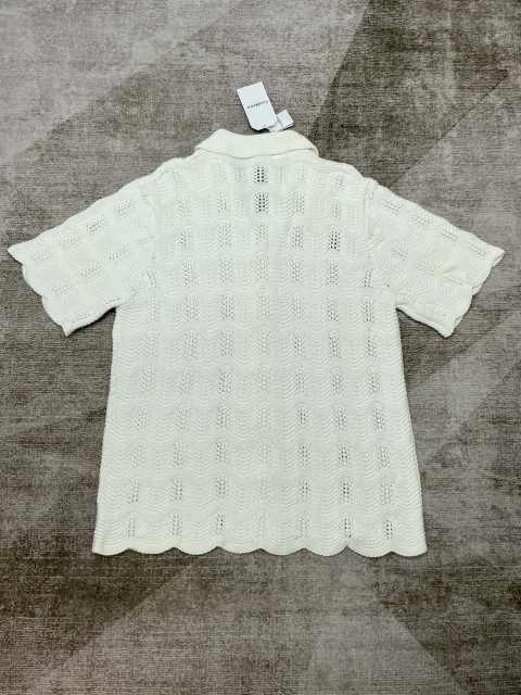 1:1 Quality Casa Vintage Pearl Button Ripple Cutout Knit Polo Shirt & Shorts Set